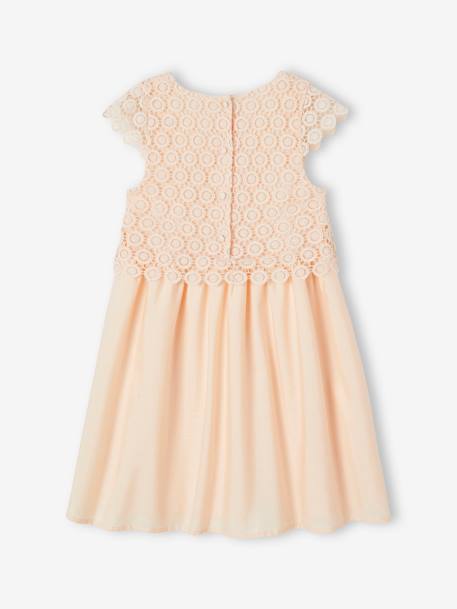 Robe de cérémonie effet 2 en 1 superposition en macramé fille ivoire+rose nude 13 - vertbaudet enfant 