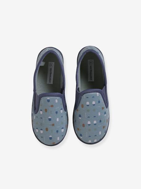 Chaussons élastiqués enfant en toile bleu imprimé+gris chiné 2 - vertbaudet enfant 