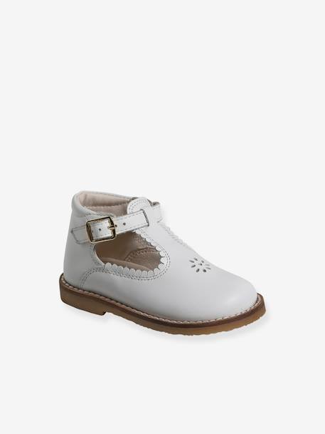 Salomés cuir bébé blanc 1 - vertbaudet enfant 