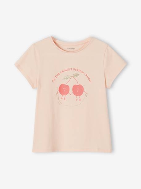 Lot de 3 t-shirts Basics détails irisés fille framboise+jaune pastel+marine+vert sauge 19 - vertbaudet enfant 