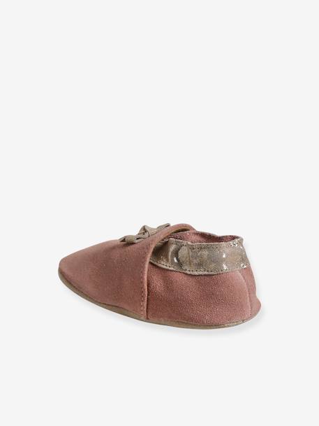 Chaussons élastiqués en cuir souple bébé vieux rose 4 - vertbaudet enfant 