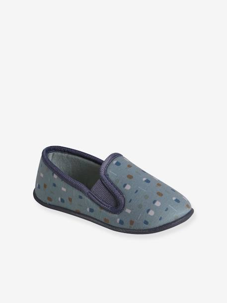 Chaussons élastiqués enfant en toile bleu imprimé+gris chiné 1 - vertbaudet enfant 