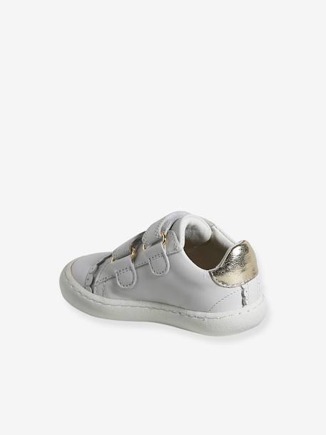 Baskets scratchées en cuir bébé blanc+marine 3 - vertbaudet enfant 