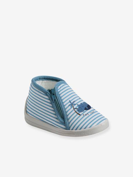 Chaussons zippés bébé en toile rayé bleu 1 - vertbaudet enfant 