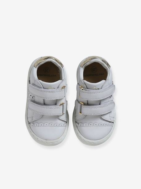 Baskets scratchées en cuir bébé blanc+marine 4 - vertbaudet enfant 