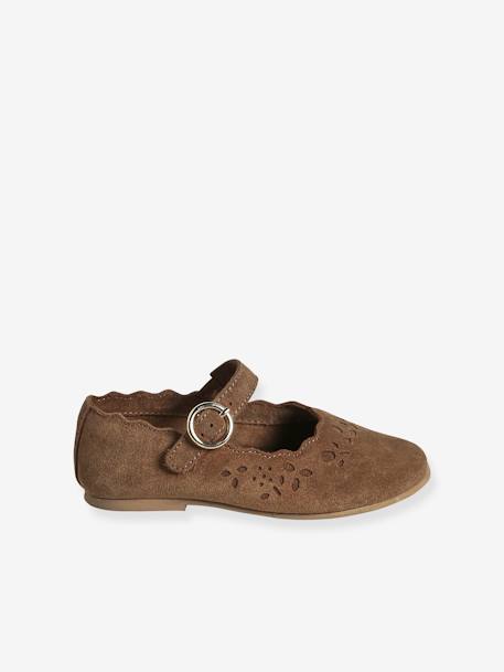 Ballerines cuir fille collection maternelle marron+vieux rose 2 - vertbaudet enfant 