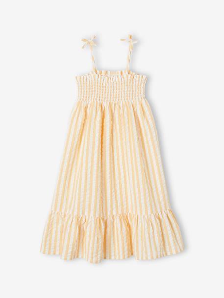 Robe à smocks rayée en seersucker fille rayé jaune 3 - vertbaudet enfant 