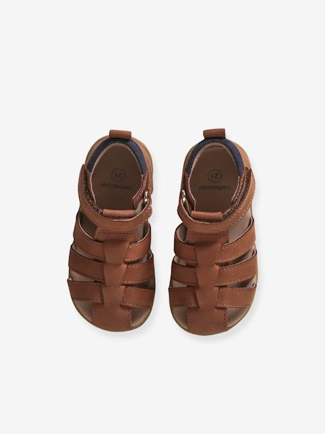 Sandales scratchées cuir bébé premiers pas marine+marron 9 - vertbaudet enfant 