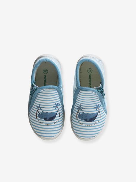 Chaussons zippés bébé en toile rayé bleu 2 - vertbaudet enfant 