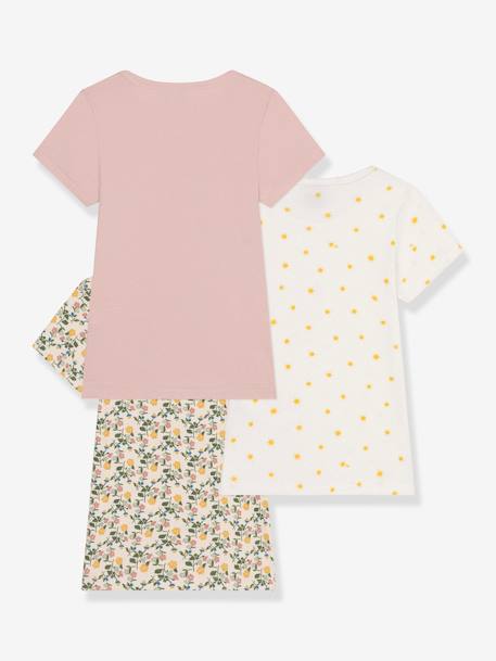 Lot 3 t-shirts manches courtes PETIT BATEAU vieux rose 2 - vertbaudet enfant 