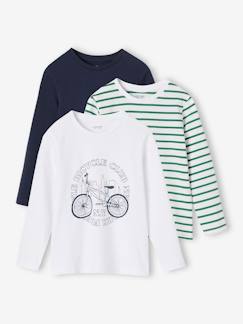 Lot de 3 T-shirts Basics garçon manches longues  - vertbaudet enfant