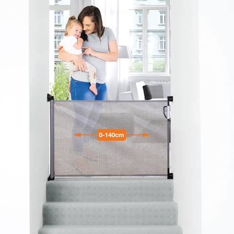 DREAMBABY® Barrière de sécurité rétractable - A visser - Ouverture à double sens - Cadre jusqu'à 140 cm -2 kits montage inclus- GRIS 1 - vertbaudet enfant 