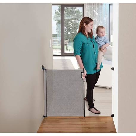 DREAMBABY® Barrière de sécurité rétractable - A visser - Ouverture à double sens - Cadre jusqu'à 140 cm -2 kits montage inclus- GRIS 4 - vertbaudet enfant 