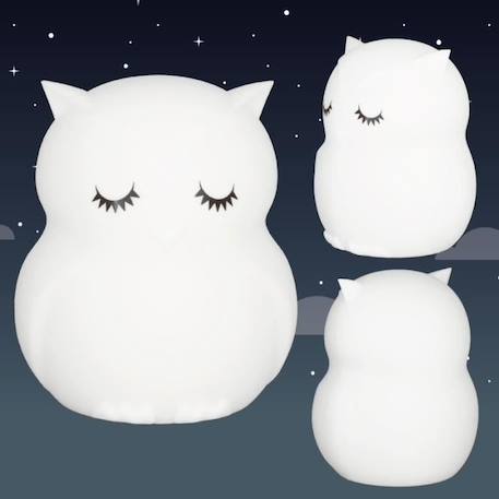 Veilleuse Hibou - ULYSSE - Grande - Silicone - 3 modes - 8 couleurs BLANC 4 - vertbaudet enfant 