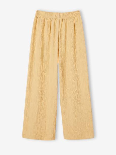 Pantalon large effet gaufré fille jaune pâle 2 - vertbaudet enfant 