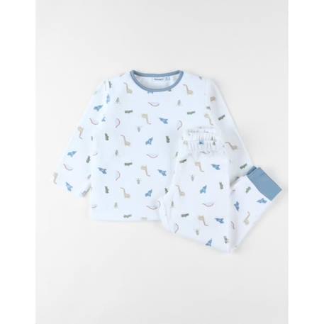 Pyjama 2 pièces imprimé dino en velours BLEU 1 - vertbaudet enfant 