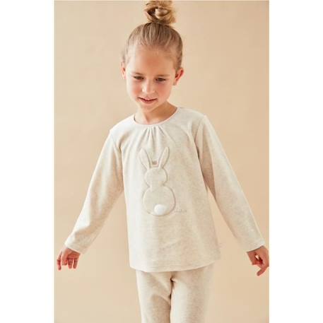 Pyjama 2 pièces imprimé lapin en velours chiné BEIGE 2 - vertbaudet enfant 