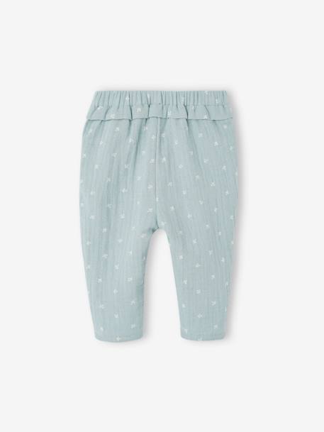 Pantalon en gaze de coton bébé bleu grisé+écru+rose pâle+vieux rose 2 - vertbaudet enfant 