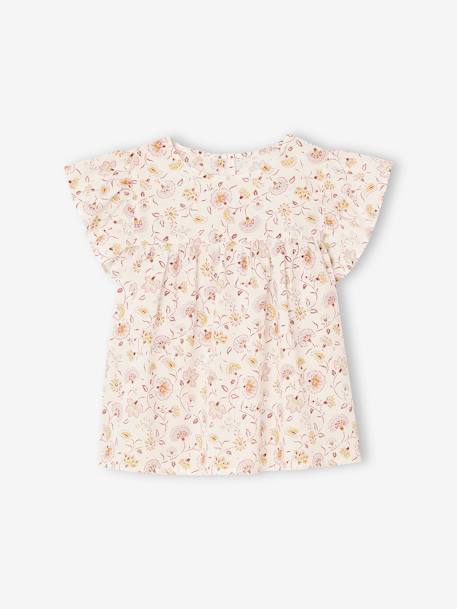 Ensemble blouse à fleurs et short en gaze de coton fille jaune pastel+vanille 2 - vertbaudet enfant 