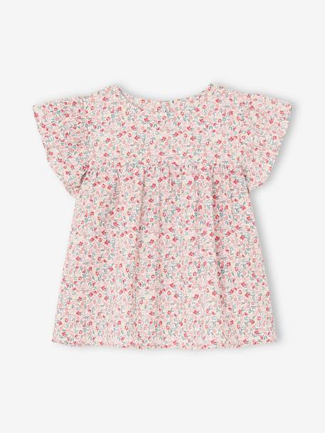 Ensemble blouse à fleurs et short en gaze de coton fille jaune pastel+vanille 8 - vertbaudet enfant 