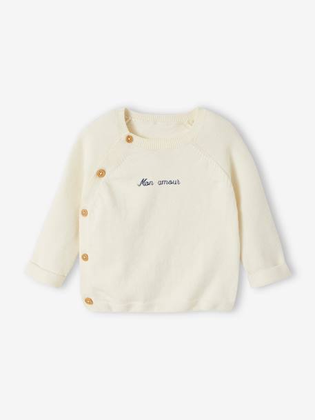 Pull bébé en tricot ouverture devant écru 2 - vertbaudet enfant 