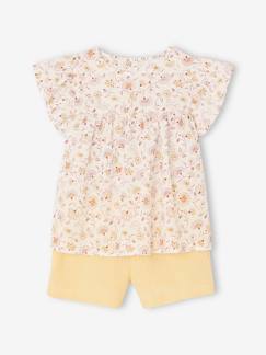 -Ensemble blouse imprimée et short en gaze de coton fille