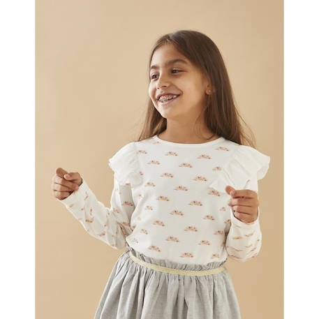 Blouse maille manches longues en jersey imprimé soleil BLANC 1 - vertbaudet enfant 