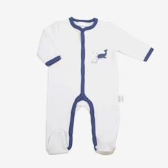 Pyjama bébé - TROIS KILOS SEPT - Molleton blanc et bleu - Baleine et baleineau  - vertbaudet enfant