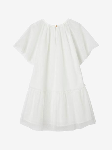 Robe cérémonie en tulle à paillettes fille manches papillon beige poudré+écru 8 - vertbaudet enfant 