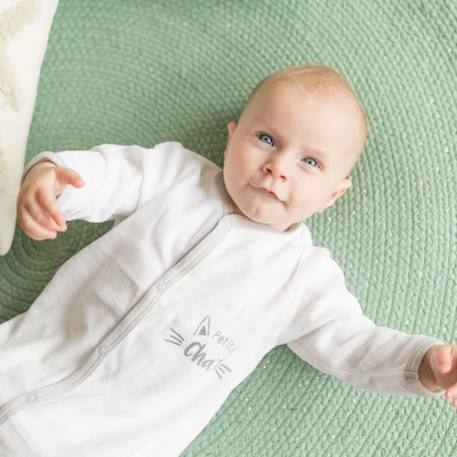 Pyjama bébé - TROIS KILOS SEPT - Petit chat - Blanc - Fille BLANC 2 - vertbaudet enfant 