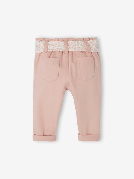 Pantalon paperbag bébé avec ceinture écru+lichen+rose pâle 10 - vertbaudet enfant 