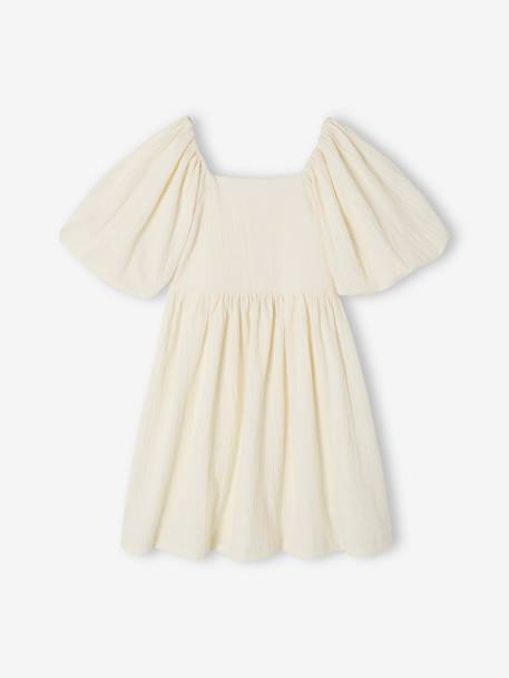 Robe cérémonie smocks dos fille en tissu reliéfé vanille+vert sauge 3 - vertbaudet enfant 