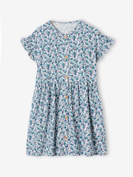 Robe boutonnée à fleurs fille  - vertbaudet enfant