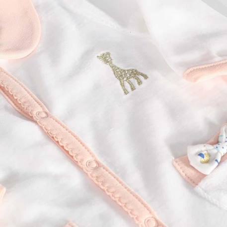 Pyjama bébé - TROIS KILOS SEPT - Sophie la girafe - Ouverture pressions - Velours - Rose ROSE 3 - vertbaudet enfant 