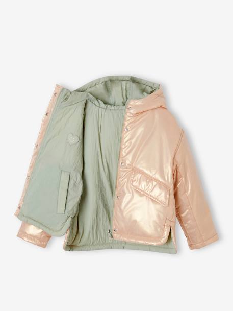 Parka à capuche réversible fille vert sauge/ rose 3 - vertbaudet enfant 