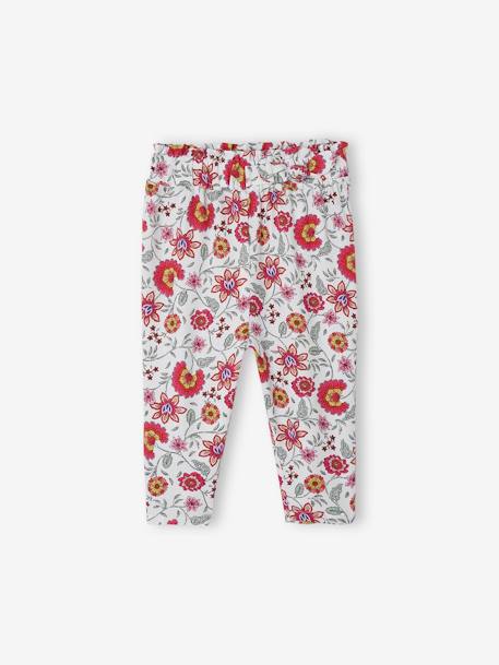 Pantalon fleuri bébé taille élastiquée écru 3 - vertbaudet enfant 