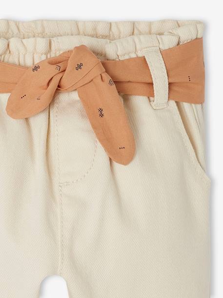 Pantalon paperbag bébé avec ceinture écru+lichen+rose pâle 3 - vertbaudet enfant 