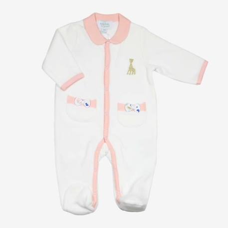 Pyjama bébé - TROIS KILOS SEPT - Sophie la girafe - Ouverture pressions - Velours - Rose ROSE 1 - vertbaudet enfant 