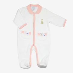 Pyjama bébé - TROIS KILOS SEPT - Sophie la girafe - Ouverture pressions - Velours - Rose  - vertbaudet enfant