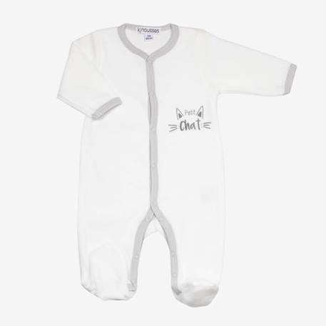 Pyjama bébé - TROIS KILOS SEPT - Petit chat - Blanc - Fille BLANC 1 - vertbaudet enfant 