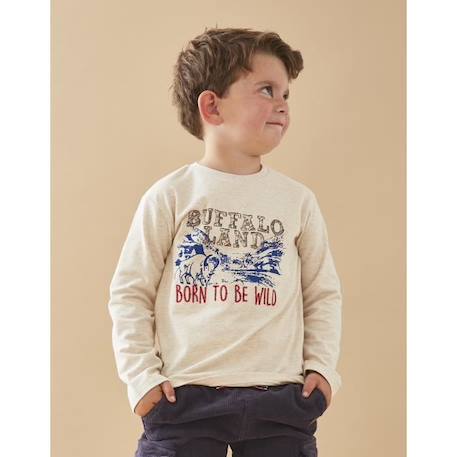 T-shirt longues manches imprimé 'Buffalo land' BEIGE 1 - vertbaudet enfant 