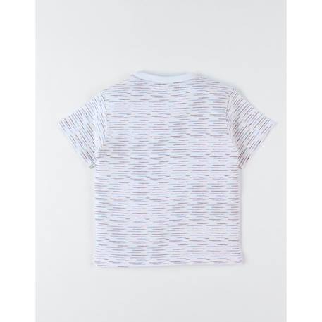 T-shirt manches courtes rayé imprimé 'Good Vibes' BLANC 4 - vertbaudet enfant 