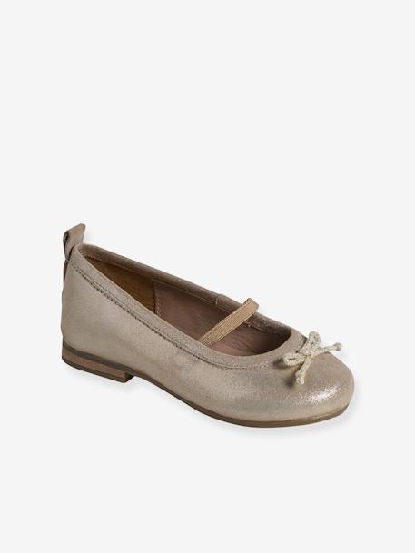 Ballerines cuir métallisé fille or 1 - vertbaudet enfant 