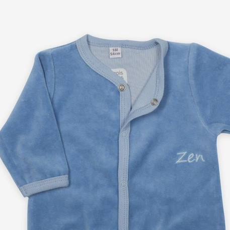 Pyjama naissance - TROIS KILOS SEPT - Tout doux en velours - Bleu - Bébé - Garçon BLEU 3 - vertbaudet enfant 