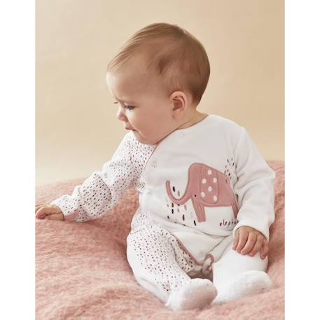 Bébé-Pyjama 1 pièce éléphant en velours brodé