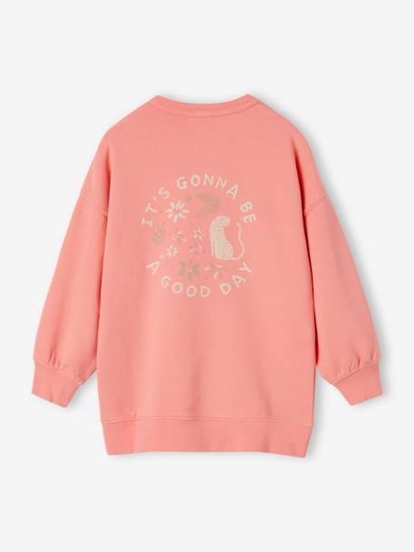 Sweat long grand motif au dos fille corail 2 - vertbaudet enfant 