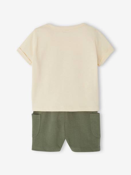 Ensemble T-shirt imprimé + short baggy bébé kaki 4 - vertbaudet enfant 