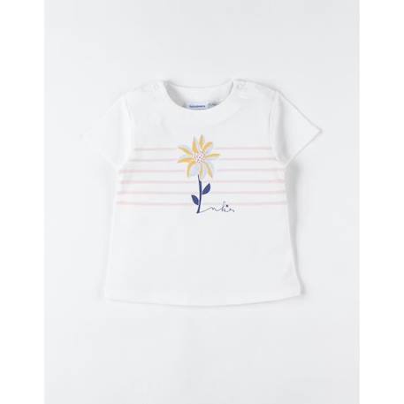 T-shirt manches courtes imprimé fleur BLANC 3 - vertbaudet enfant 