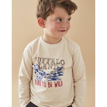 T-shirt longues manches imprimé 'Buffalo land' BEIGE 2 - vertbaudet enfant 