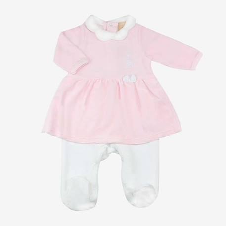 Pyjama Sophie la Girafe® - Trois Kilos Sept - Robe en velours rose - Bébé fille ROSE+ROSE 1 - vertbaudet enfant 